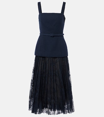 Midikleid aus Tweed und Guipure-Spitze | Oscar de la Renta