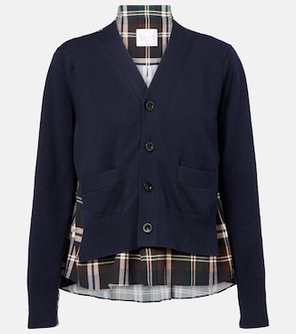 Cárdigan en mezcla de algodón a cuadros | Sacai