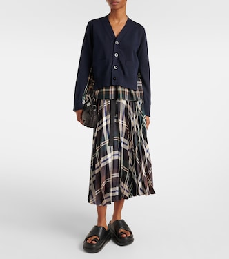 Cárdigan en mezcla de algodón a cuadros | Sacai