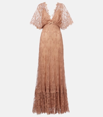 Floral cotton-blend lace gown | Elie Saab