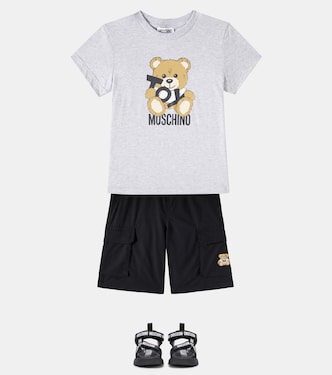 Short cargo Teddy Bear en coton mélangé | Moschino Kids