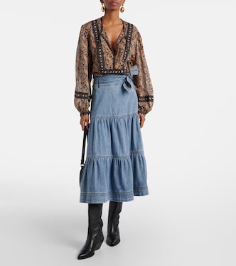Gonna midi Armida in jeans a balze | Veronica Beard