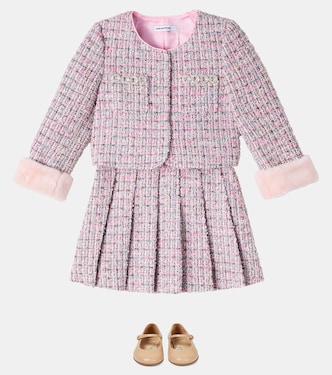 Faux fur-trimmed bouclé jacket | Self-Portrait Kids