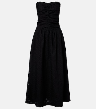 Lia broderie anglaise ruched maxi dress | Faithfull
