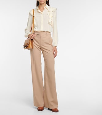 Pantalon droit à taille mi-haute en laine mélangée | Chloé