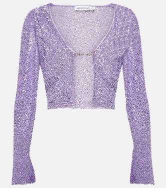 Cropped-Cardigan mit Pailletten | Self-Portrait