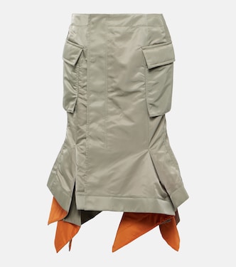 Ruffled twill cargo midi skirt | Sacai