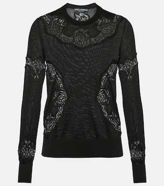 Jersey en mezcla de cachemir con encaje | Dolce&Gabbana