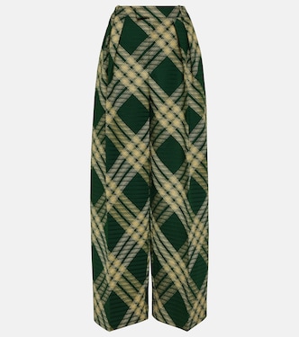 Pantalones anchos de sarga de lana a cuadros | Burberry