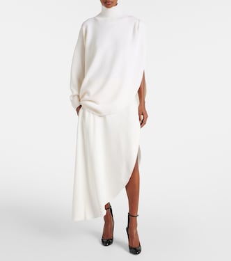 Jersey asimétrico de lana con capa | Alaïa
