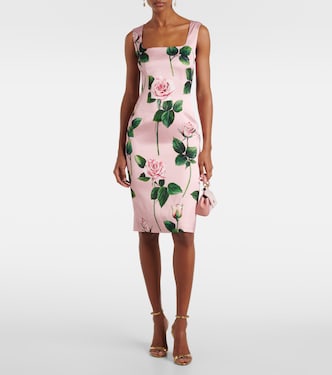 Robe de cocktail en satin à fleurs | Dolce&Gabbana
