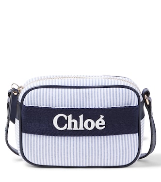 Logo striped canvas shoulder bag | Chloé Kids