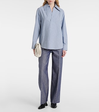 Blusa en mezcla de algodón y lino a rayas | Bottega Veneta