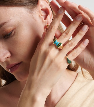 Anello per mignolo Petite Pavé in oro 18kt con smeraldi | David Yurman