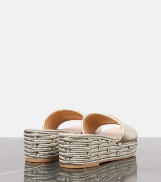 VLogo metallic leather platform slides | Valentino Garavani