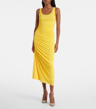 Asymmetric gathered jersey maxi dress | Alaïa