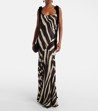 Robe longue imprimée en satin | Nina Ricci