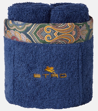 Giano set of 4 cotton face towels and basket | Etro