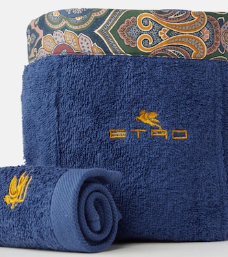 Giano set of 4 cotton face towels and basket | Etro