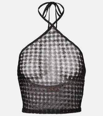 Open-knit halterneck lamé crop top | Missoni