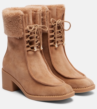 Hali shearling-trimmed suede ankle boots | Jimmy Choo