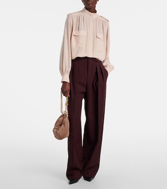 Pantalon ample à taille haute en laine vierge | Chloé
