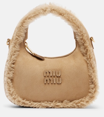 Tote Bag Wander aus Veloursleder mit Shearling | Miu Miu