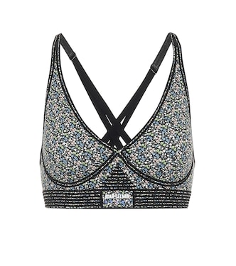 Top sportivo a stampa in nylon stretch | Adam Selman Sport