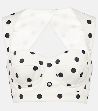 Top raccourci en coton mélangé à pois | Dolce&Gabbana