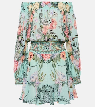 Floral off-shoulder silk minidress | Camilla