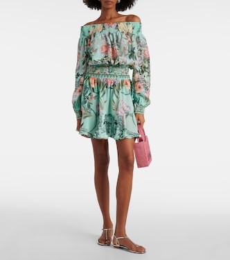 Floral off-shoulder silk minidress | Camilla