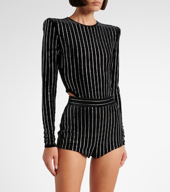 Shorts in velluto con cristalli | Alex Perry