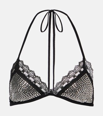 Bralette con pizzo e cristalli | The Attico