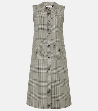 Houndstooth virgin wool midi dress | Valentino