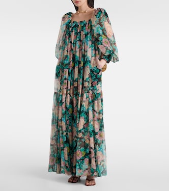 Robe longue en soie à fleurs | Chloé