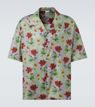 Floral cotton and silk twill bowling shirt | Loewe
