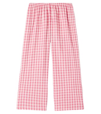 Pantaloni regular in cotone a quadretti con ricamo | Konges Sløjd