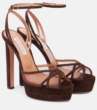 Shear Plateau 130 suede platform pumps | Aquazzura