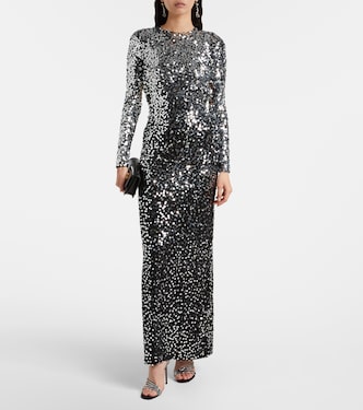 Sequined open-back jersey gown | Rabanne