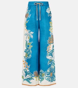 Pantalones palazzo Luda de lino floral | Alémais