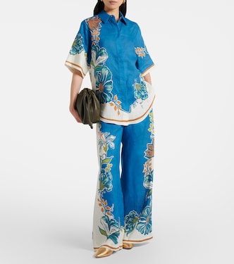 Luda floral linen palazzo pants | Alémais