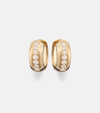 14kt gold huggie earrings with diamonds | Stone and Strand