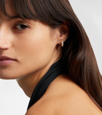 14kt gold huggie earrings with diamonds | Stone and Strand