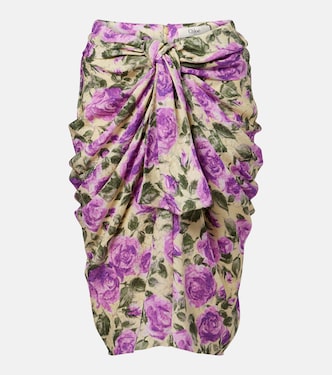 Draped floral silk midi skirt | Chloé