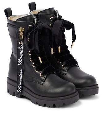 Verzierte Schnürstiefel aus Leder | Monnalisa
