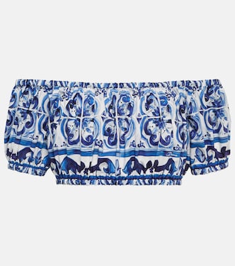 Printed cotton crop top | Dolce&Gabbana