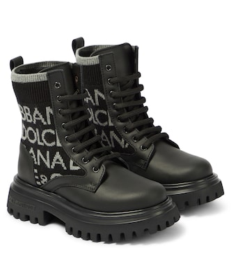 Anfibi in pelle con logo | Dolce&Gabbana Kids