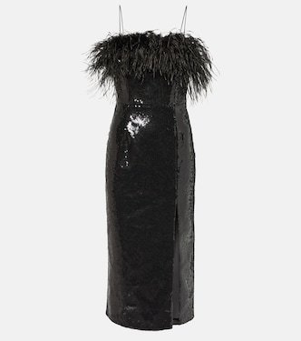 Midikleid Nika mit Pailletten und Federn | Rebecca Vallance