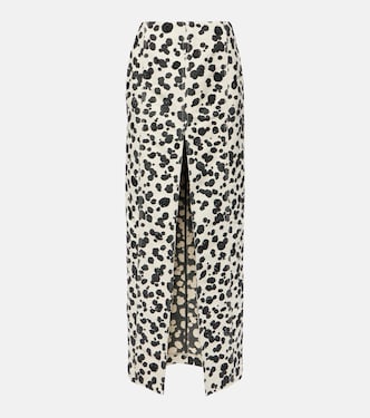 Dalmatian front-slit denim maxi skirt | Area