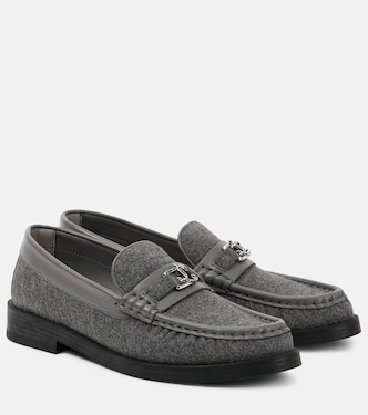Addie leather-trimmed felt loafers | Jimmy Choo